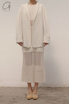 SWAYING/KNIT See-Through Panel Sleeveless Dress SW22SSL05 Apricot PS49